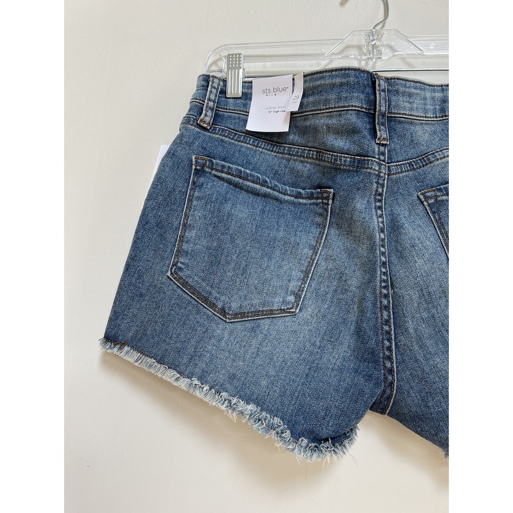 STS BLUE WOMENS AUBREY 10" HIGH RISE CUTOFF DENIM JEAN SHORTS 29 GRUNGE CLASSIC - Picture 7 of 15
